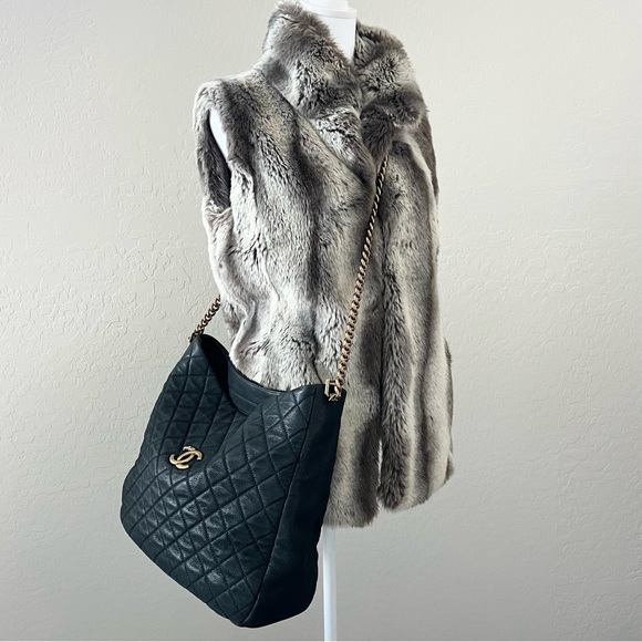 Chanel Black Caviar Leather Quilted Hobo Crossbody Bag - Picture 13 of 16